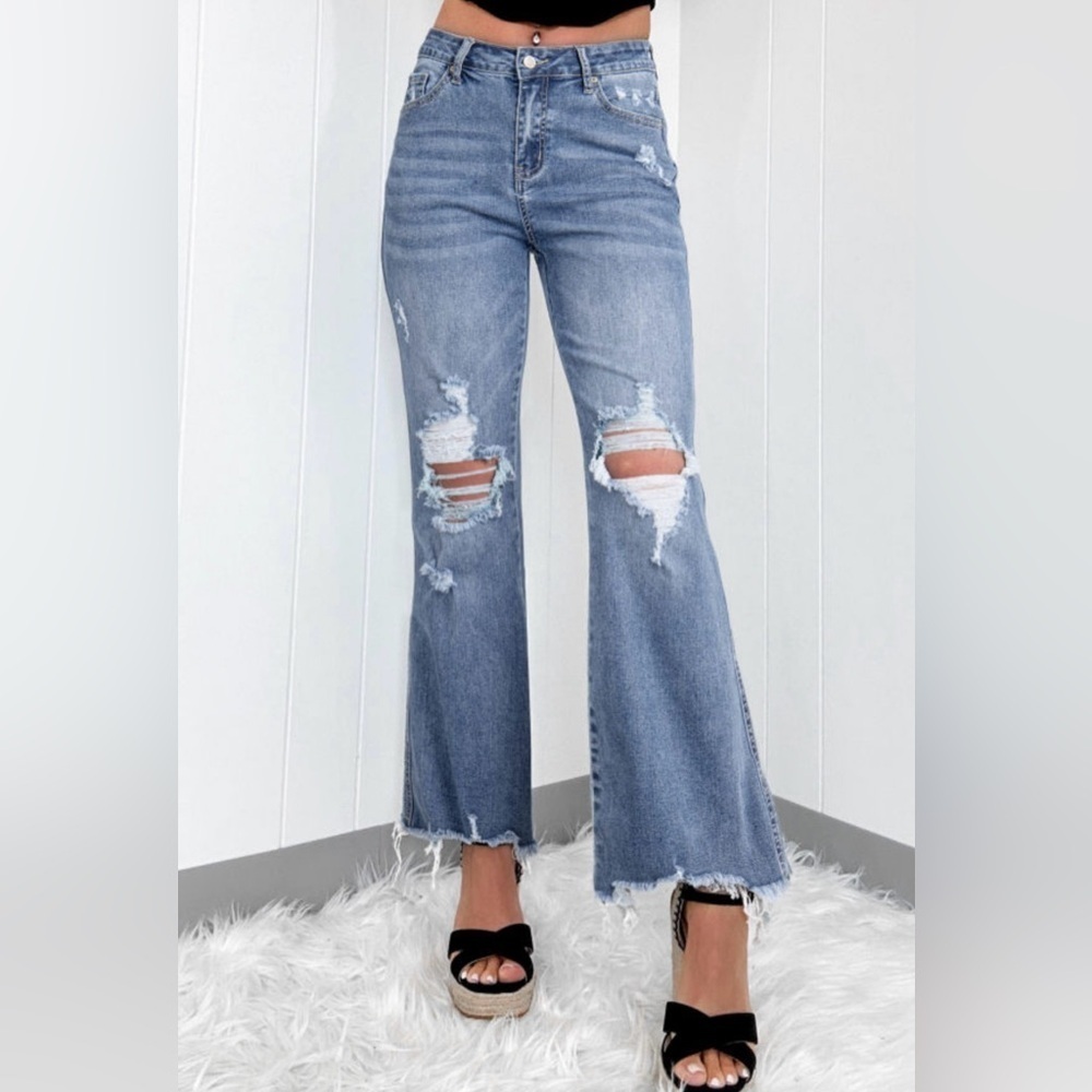 Distressed Blue Jeans